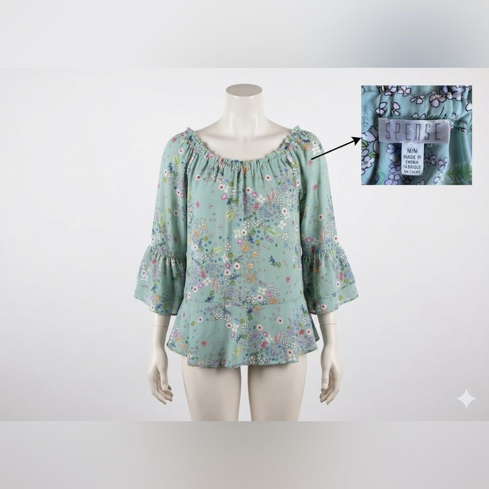 Spense Floral Blouse - Women's Size
M - Mint Green Boho Top